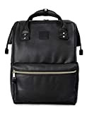 Kah&Kee sac à dos en cuir décontracté laptop femme homme (Noir, Large)