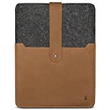 KANVASA iPad Pro 11 Housse en Feutre et Cuir Woods - Case Cover Haut de Gamme pour iPad Gris/Marron - ...