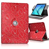 KARYLAX Seluxion - Etui de Protection et Support Universel L (Dimensions 27,5cm x 19cm), avec Diamants Couleur Rouge pour Tablette ...