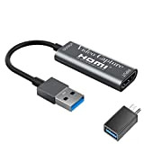 KDR Cartes d'acquisition vidéo 4K HDMI carte d'acquisition vidéo USB 3.0 HD 1080p pour jeux, streaming, enseignement, vidéoconférence, transmission en ...