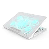 Kiki Notebook Cooler Laptop Cooling Pad 5 Ventilateurs jusqu'à 17 Pouces Lourd Notebook Cooler Bleu/Rouge LED Lights 2 Ports USB ...