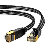 KINBETA Cat 7 Câble Ethernet 3m, Câble Réseau Gigabit Ethernet Cat7 à Haut Débit, Câble LAN Plat Tressé Rj45 Câble ...