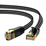 KINBETA Cat 7 Câble Ethernet 5m, Câble Réseau Gigabit Ethernet Cat7 à Haut Débit, Câble LAN Plat Tressé Rj45 Câble ...