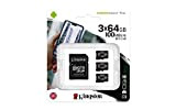 Kingston Canvas Select Plus Carte MIcro SD SDCS2/64GB-3P1A Class 10 (3x cards,SD Adaptateur inclus)