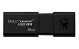 Kingston DT100G3/8GB DataTraveler 100 G3, USB 3.0, 3.1 Flash Drive, 8GB, NOIR