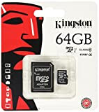 Kingston SDCX10/64GB Carte micro SDHC/SDXC Classe 10 UHS-I de 64Go vitesse minimum de 10MB/s avec adaptateur SD