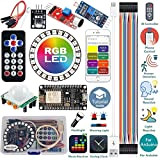 Kit de démarrage pour Kit Arduino ESP8266 Bande annulaire LED RGB 24 WS2812B Contrôle WiFi/IR Son/Lumière/Musique Réactive,Horloge analogique,Avertissement/Détection/Flash Light avec ...