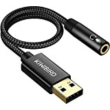 KiWiBiRD Adaptateur USB Audio vers Jack 3,5mm, Prise Jack USB Casque et Microphone, TRRS 4 Pôles Connecteur, Carte Son Externe ...