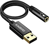 KiwiBird Adaptateur USB Audio vers Jack 3,5mm, Prise Jack USB Casque et Microphone, TRRS 4 Pôles Connecteur, Carte Son Stéréo ...