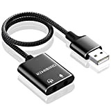 KiWiBiRD Adaptateur USB vers Audio Jack 3,5 mm, Carte Son Externe, USB Écouteur Casque et Convertisseur Micro Microphone Compatible avec ...