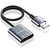 KiWiBiRD Adaptateur USB vers Audio Jack 3,5 mm, Carte Son Externe, USB Écouteur Casque et Convertisseur Micro Microphone Compatible avec ...