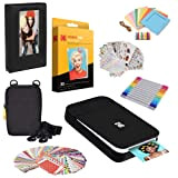 KODAK Smile Imprimante numérique instantanée (Noir/Blanc) Bundle : étui, Album, marqueurs, Paquet de 20 papiers Zink, Autocollants