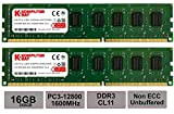 Komputerbay 16GB (2X 8 Go) DDR3 PC3-12800 1600MHz DIMM RAM de 240 Broches mémoire de Bureau 11-11-11-28 XMP prêt