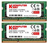 Komputerbay 8GB (2x 4GB) DDR3 SODIMM (204 pin) 1333Mhz PC3-10600 (9-9-9-25) Portatif Notebook Mémoire pour Apple Macbook Pro