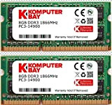 Komputerbay Lot de 2 modules de mémoire RAM SODIMM DDR3 7–7-7–20 PC3 8500 204 broches pour Apple 1 066 MHz 16GB 2X8GB 1866MHz
