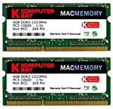 Komputerbay Lot de 2 modules de mémoire RAM SODIMM DDR3 7–7-7–20 PC3 8500 204 broches pour Apple 1 066 MHz MACMEMORY 8GB 2X 4GB 1333MHz