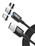 Kuulaa Câble de charge magnétique 3 en 1 - En nylon tressé - Avec LED Light Magnetic - Pour appareils ...