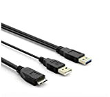 KUYIA Y Câble Disque Dur Externe – 3FT/ 90CM, 5 Gbps Mâle A vers USB 3.0 Micro B avec Cable ...