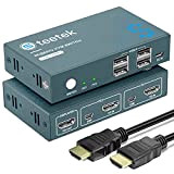 KVM HDMI Switch 2 Port 4K@60Hz Commutateur KVM HDMI, USB2.0, Brancher 2 PC Sur 1 Ecran, HDCP2.2, HDMI2.0, Ultra HD,Avec ...