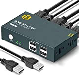 KVM HDMI Switch USB 2 Port Commutateur KVM HDMI 4K@ 30Hz,4 USB2.0,Brancher 2 PC Sur 1 Ecran,YUV 4: 4: 4, ...