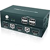 KVM HDMI Switch USB 2 Port, Commutateur KVM HDMI 4K@ 30Hz,Brancher 2 PC Sur 1 Ecran,4 USB2.0, 2 In 1 ...