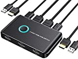 KVM HDMI Switch USB 2 Port Commutateur KVM HDMI 4K@ 60Hz,Commutateur USB et HDMI pour 2 ordinateurs, clavier, souris, imprimante ...