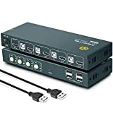 KVM HDMI Switch USB 4 Port, Commutateurs KVM HDMI 4K@60Hz,USB2.0, HDMI2.0,Brancher 4 PC sur 1 Ecran,Ultra HD,Button Switch, Avec 4 ...
