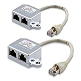 kwmobile 2X Dédoubleur câble réseau - Répartiteur Cat. 5e RJ45 fiche Alimentation Ethernet - Distributeur T vers 1x RJ45 réseau ...