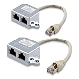 kwmobile 2X Doubleur câble réseau - Répartiteur Cat. 5e RJ45 fiche Alimentation 2X RJ45 réseau LAN - Distributeur Adaptateur T ...