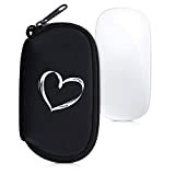 kwmobile Housse de Protection Compatible avec Souris Apple Magic Mouse 1/2 - Sacoche pour Souris en néoprène cœur Peint Blanc-Noir