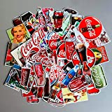Later Lot de 50 autocollants Coca-Cola Cocacola rétro européen et américain pour bagages, chariot, boîte de mot de passe pour ...