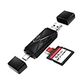 Lecteur de Cartes SD/Micro SD, Type-C USB-A et Micro USB 2.0 Adaptateur de Carte Mémoire pour SDHC, SDXC, SD, MMC, ...