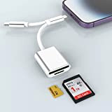 Lecteur de cartes SD pour iPhone/iPad, Lightning + USB C Port vers SD/TF Lecteur de cartes mémoire pour Micro SDXC, ...