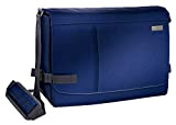 Leitz Sac Messenger pour ordinateur 15.6“, 16 poches de rangement, Bleu, Polyester Déperlant et Cuir Véritable, Smart Traveller, 60190069