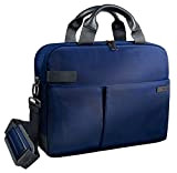 Leitz Sac pour ordinateur 13.3“, 18 poches de rangement, Bleu, Polyester Déperlant et Cuir Véritable, Smart Traveller, 60390069