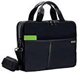Leitz Sac pour ordinateur 13.3“, 18 poches de rangement, Noir, Polyester Déperlant et Cuir Véritable, Smart Traveller, 60390095