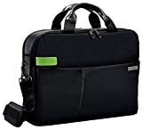 Leitz Sac pour ordinateur 15.6“, 18 poches de rangement, Noir, Polyester Déperlant et Cuir Véritable, Smart Traveller, 60160095