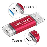 leizhan Clé USB Type C 64 Go,Flash Drive USB 3.0 OTG pour Huawei Samsung Smartphone Android de Type C-Rouge