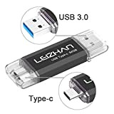 leizhan Clé USB Type C 64 Go,Flash Drive USB 3.0 OTG pour Huawei Samsung Smartphone Android de Type C-Noir