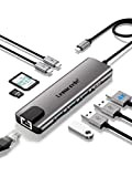 Lemorele Adaptateur USB C, Hub USB C 9-en-1 (Modèle Panda) Gigabit Ethernet, HDMI 4K, 3 USB Ports, PD 100W, Lecteur ...