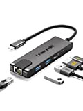 Lemorele Hub USB C avec Gigabit, Adaptateur USB C 5-en-1 vers RJ45 Ethernet 1000Mbps, 4K HDMI, 2 USB 3.0, 100W ...