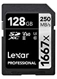 Lexar Professional 1667x Carte SD 128Go, Carte Memoire SDXC UHS-II, Jusqu'à 250 Mo/s en lecture, pour photographe professionnel, vidéaste, passionné ...