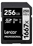 Lexar Professional 1667x Carte SD 256 Go, Carte Memoire SDXC UHS-II, Jusqu'à 250 Mo/s en lecture, pour photographe professionnel, vidéaste, ...