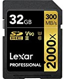 Lexar Professional 2000x Carte SD 32 Go, Carte mémoire SDHC UHS-II sans Lecteur, Jusqu'à 300 Mo/s en Lecture, pour DSLR, ...