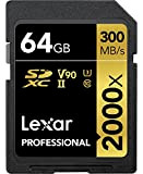Lexar Professional 2000x Carte SD 64 Go, Carte mémoire SDXC UHS-II sans Lecteur, Jusqu'à 300 Mo/s en Lecture, pour DSLR, ...