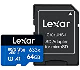Lexar Professional 633x Carte Micro SD 64 Go, Carte microSDXC UHS-I, Jusqu'à 100 Mo/s en Lecture, Carte TF pour Smartphones, ...
