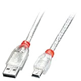 LINDY Câble USB 2.0 A vers Mini-B, Transparent, 3m