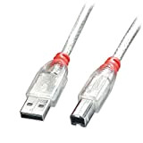 LINDY Câble USB 2.0 de Type A/B, Transparent, 0,2m