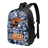 Liuyxintint Grizzly and The Lemmings Laptop Travel Backpacks Anti Dirt Convertible Durable Work Bag Bookbag Daypack with USB Port for ...