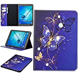 LMFULM® Tablet Étui pour Samsung Galaxy Tab S2 9,7 Pouces (SM-T810 T815 T813) PU Cuir Couverture Magnétique Housse Papillon Bleu ...